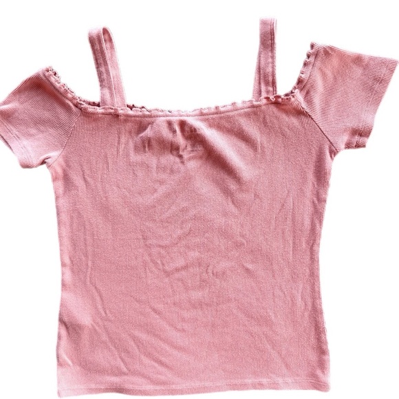 Abercrombie Kids Pink Ribbed  Off Shoulder Top Size 11/12 - Picture 4 of 5